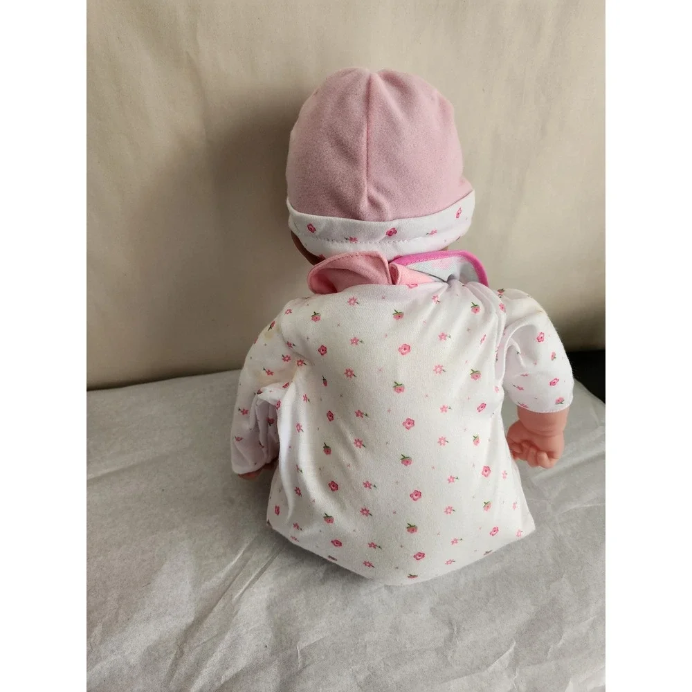 JC Toys Berenguer Soft Body Baby Doll Pink Floral Sleeper Hat Bib Pacifier 17in